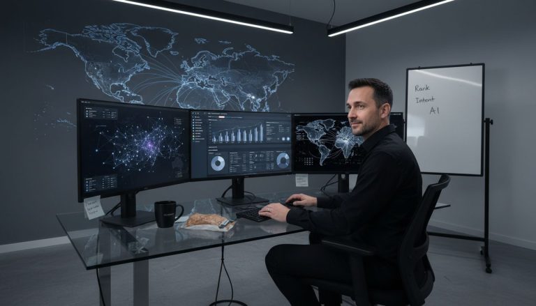 Analyst reviews AI search ranking analytics