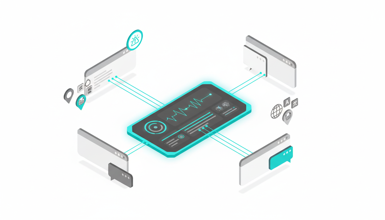 Must-Have Features for ChatGPT Mention Tracking Tools &mdash; Specific isometric dashboard scene in clean technical illustration st